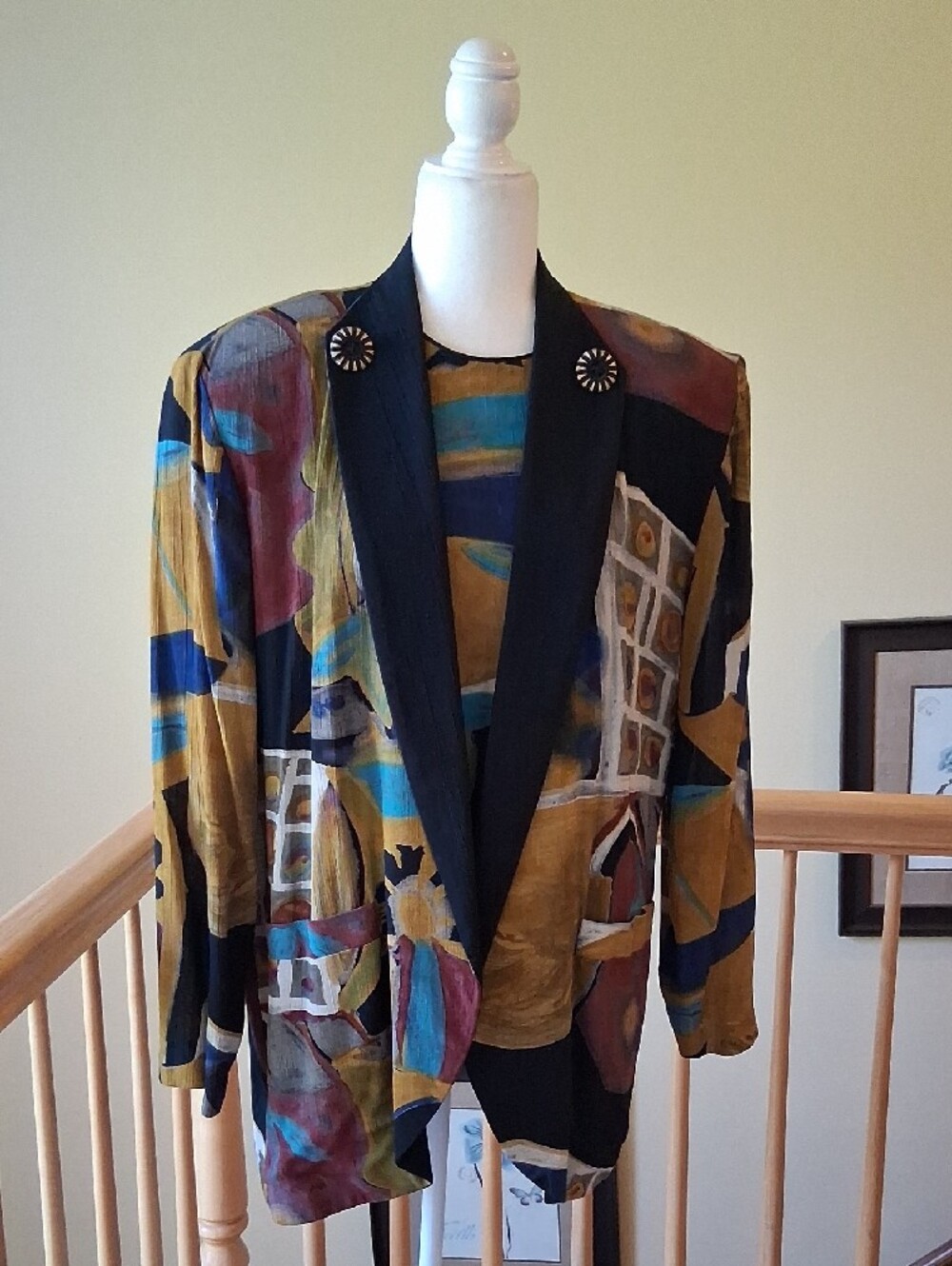 Vintage 80s In Group LTD Abstract Print 2 Piece Set -Short Sleeve Top And Jacket